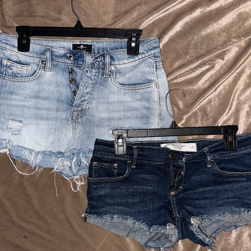 Abercrombie & Fitch Light and Dark Blue Jean Shorts